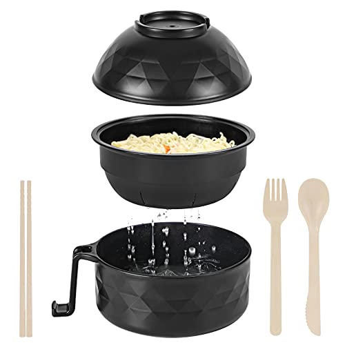 Microwave Ramen Bowl Set with Lid and Chopsticks, Soup Bowl with