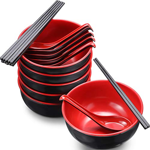 6 Sets 37 oz Large Ramen Bowl Set with Spoons and Chopsticks – myramenbox