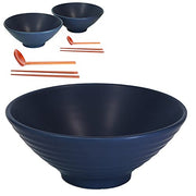 Ceramic Ramen Bowl Set of 2 Blue 37 ounce 8 inch Noodle Soup with