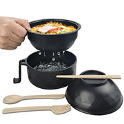 Ramen Cooker Bowl Set with Chopsticks Microwave Noodle Black