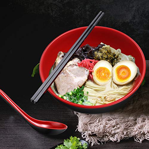 6-piece Ramen Bowl Set With 1000 Ml Filling Quantity - Traditional Japanese  Crockery Set With Chopsticks And Spoon In Black