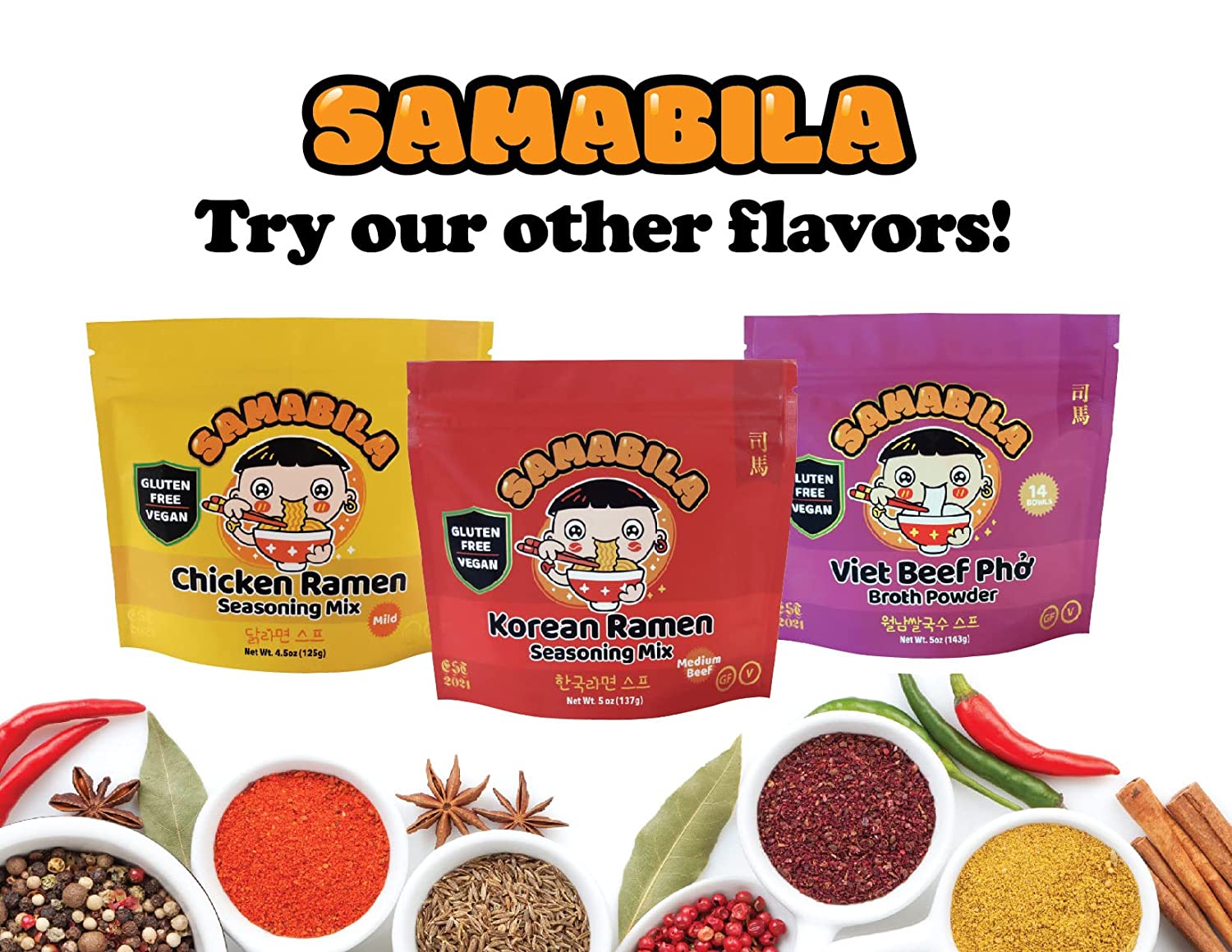 SAMABILA Chicken Ramen Seasoning Mix - Gluten Free - Vegan - Mild - Premium